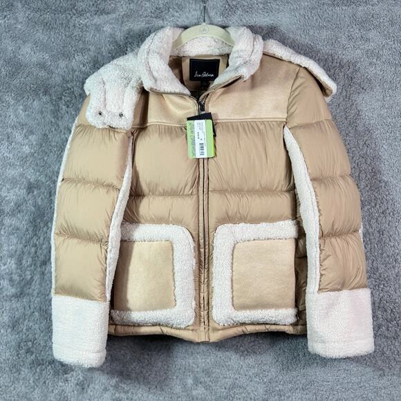 Sam Edelman NWT Mixed-Media Polyester Faux Fur Puffer Jacket Size Small - Picture 1 of 15